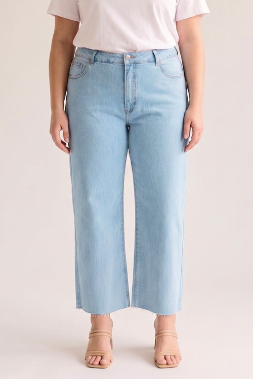 Curvy Light Wash Straight Leg Jeans