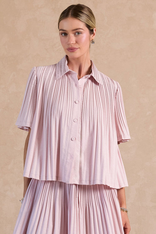 Pleated Button Down Top