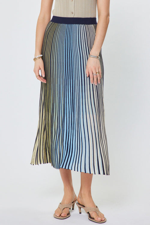 Knit Stripe Midi Skirt