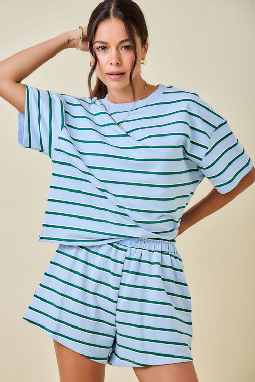 Blue and Green Striped Shirt