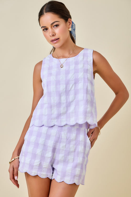 Lavender Gingham Tank
