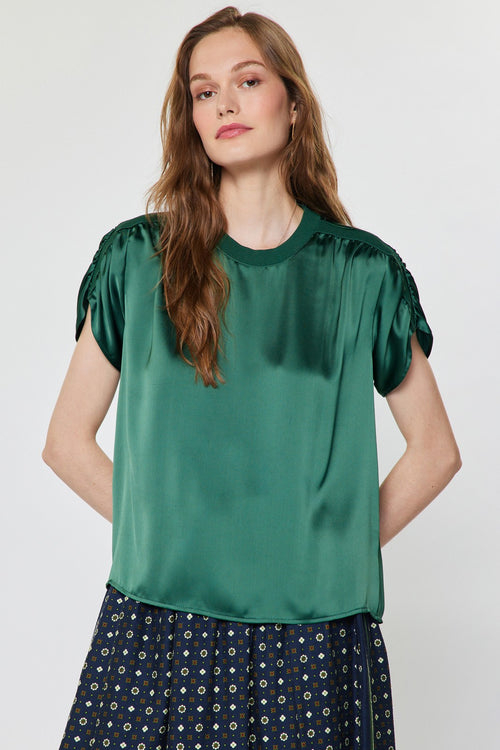 Contrast Trim Silky Top