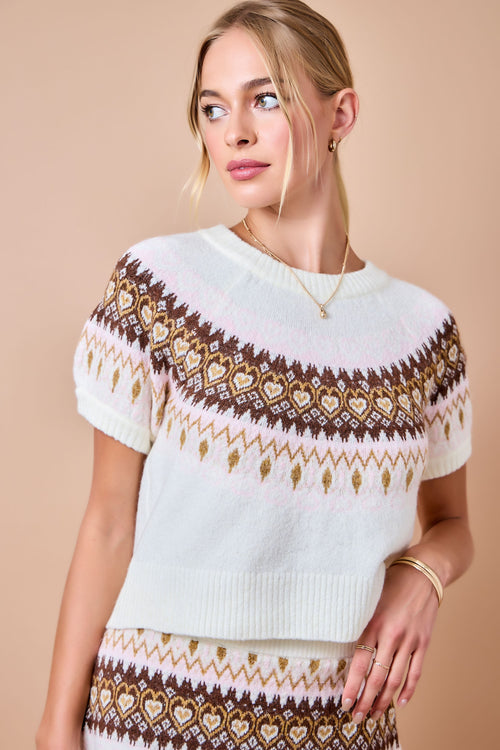 Sweetheart Instarsia Knit Top