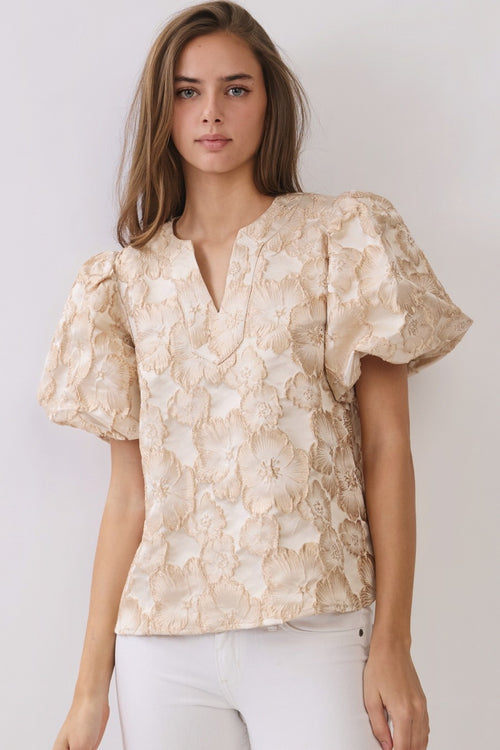 Champagne Floral Jacquard Top
