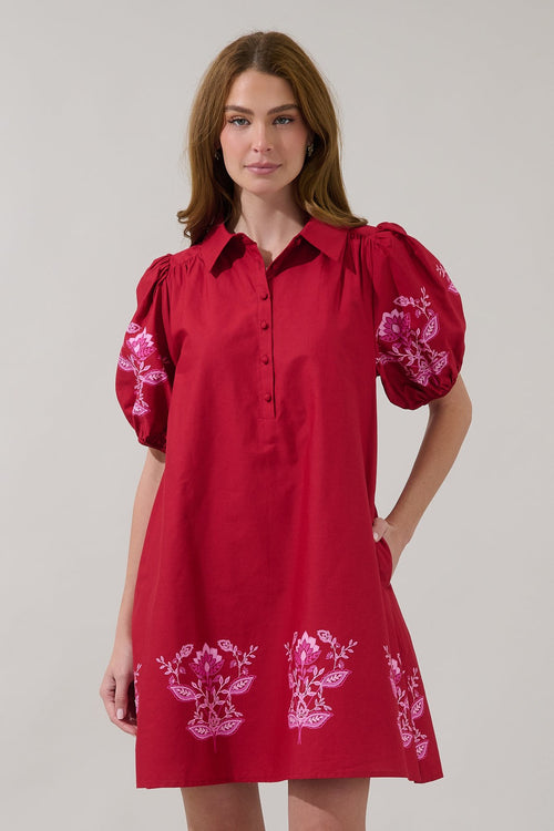 Cherry Cotton Shift Dress