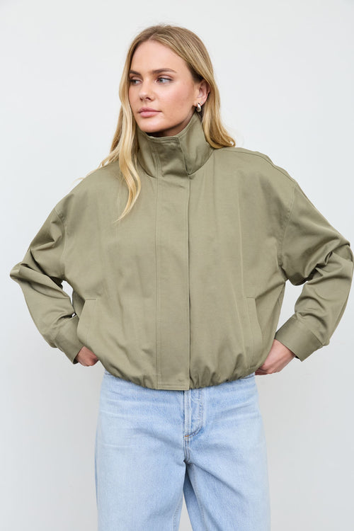 Olive Elastic Waist Jacket