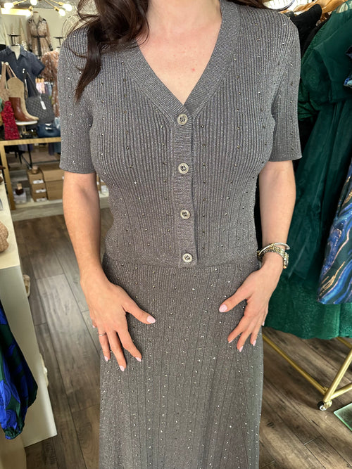 Metallic Stud Knit Cardigan