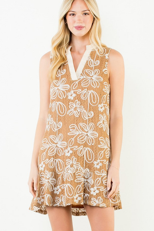 Neutral Floral Mini Dress