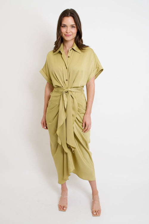 Tie Detail Midi Shirt Dress