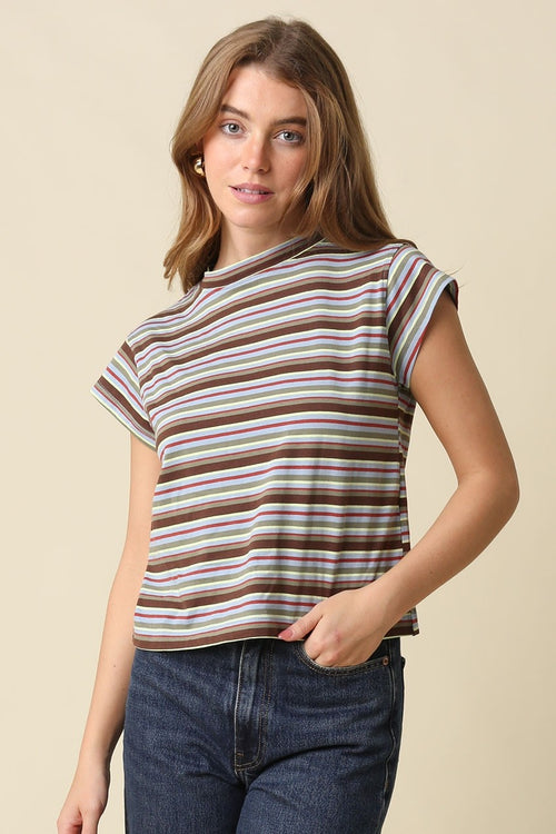 Striped Cap Sleeve Shirt