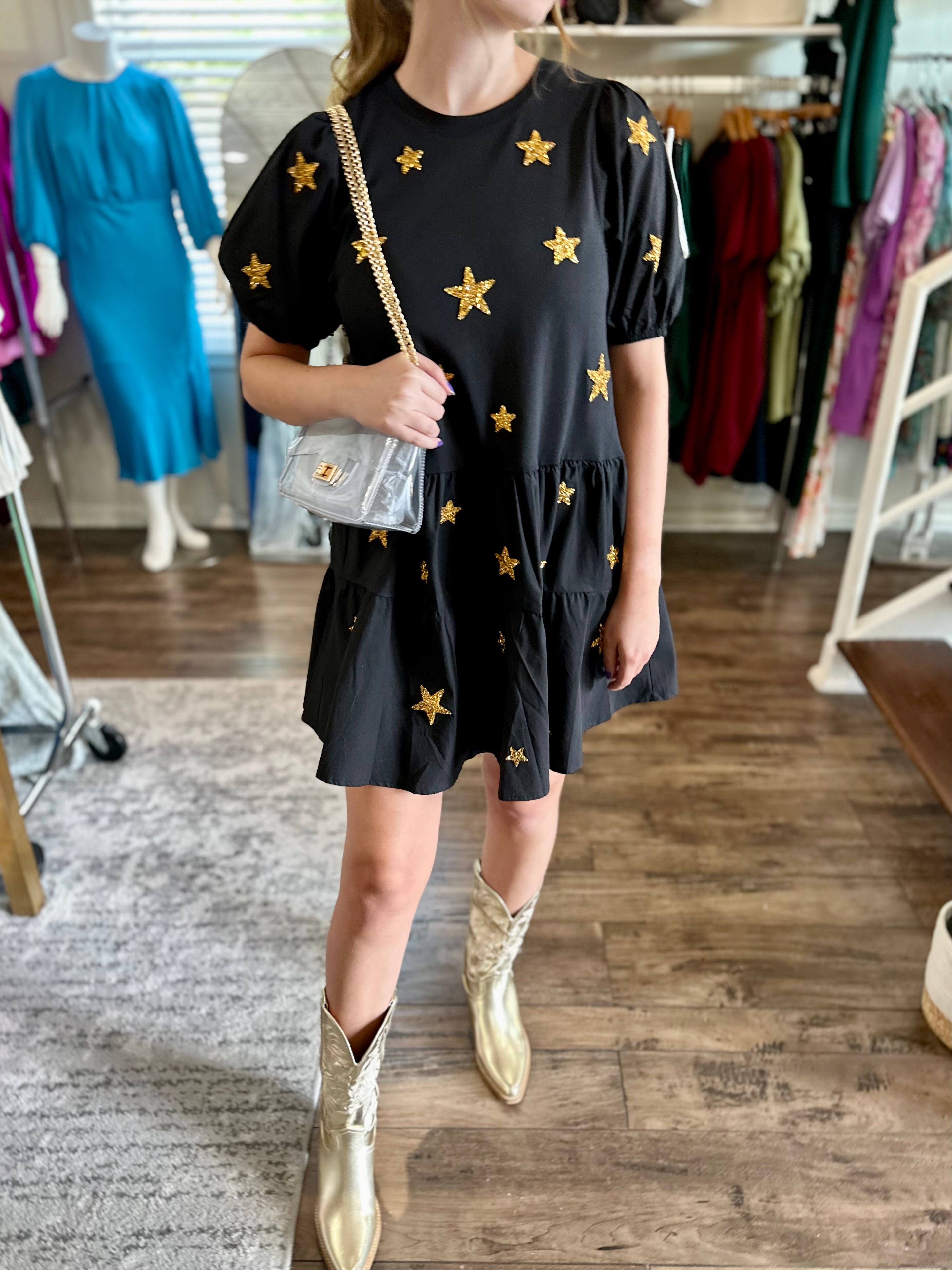Black and Gold Star Dress