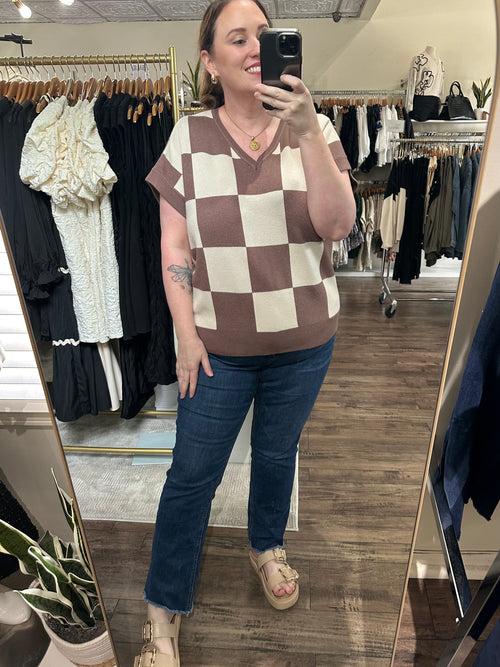 Curvy Checker Knit Top