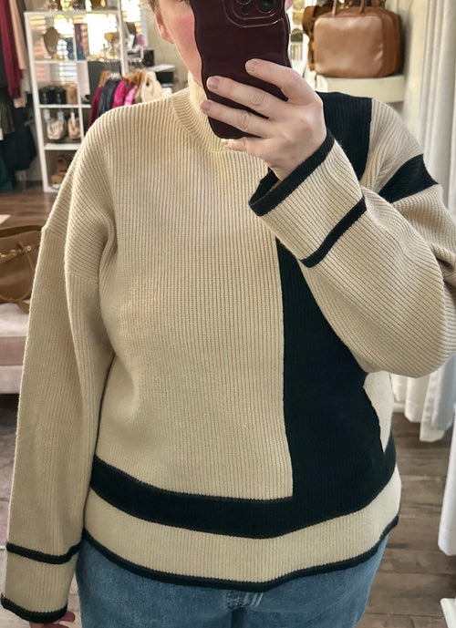 Taupe & Black Colorblock Sweater