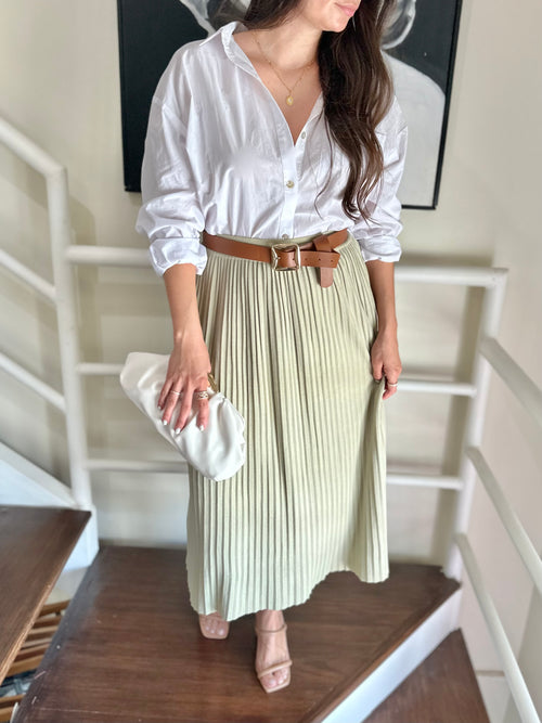 Knit Pleated Midi Skirt