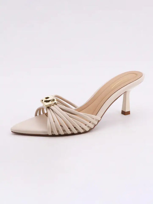 Ivory Faux Leather Heel