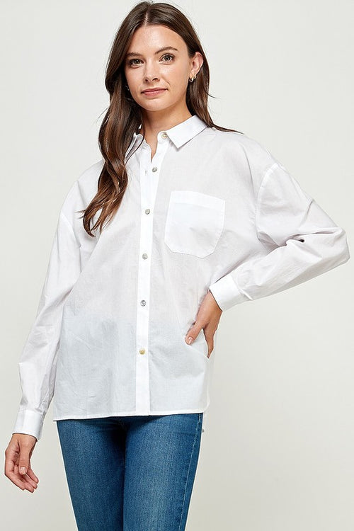 Back Pleat Button Down Top