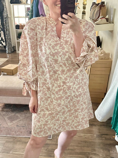 Curvy Cream and Pink Print Dress