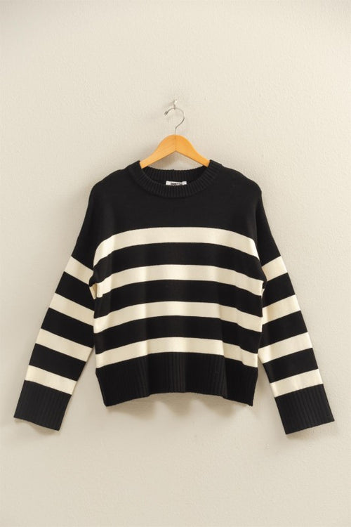 Black and Cream Striped Sweater