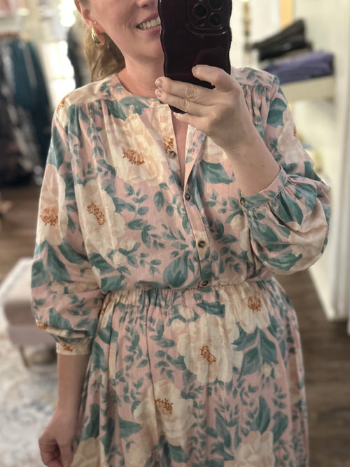 Blush Floral Button Down Top
