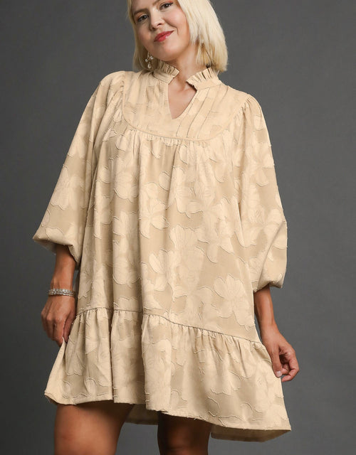 Floral Textured Long Sleeve Dress