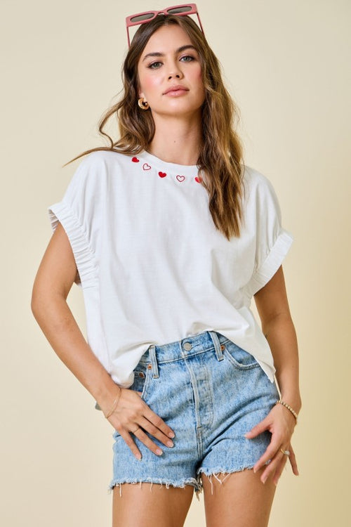 Heart Embroidered Tee