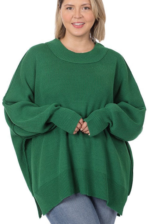 Curvy Green Oversized Sweater