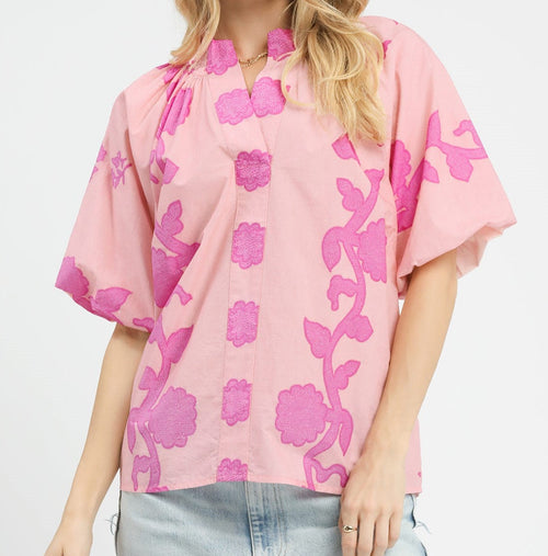 Pink Flower Vine Top