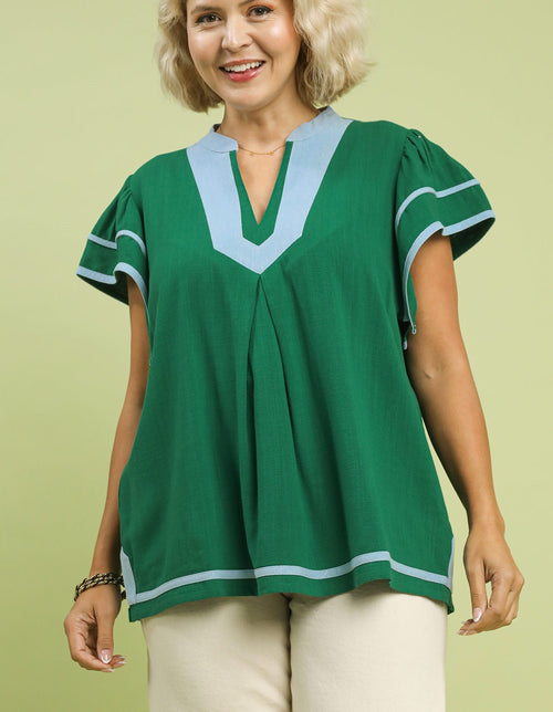 Curvy Green and Blue Top