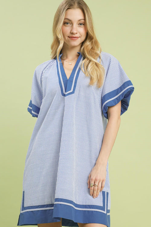 Blue and White Stripe Mini Dress