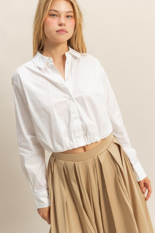 Elastic Hem Poplin Shirt