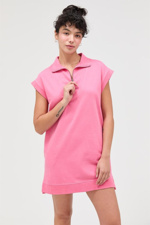 Half Zip Cotton Mini Dress