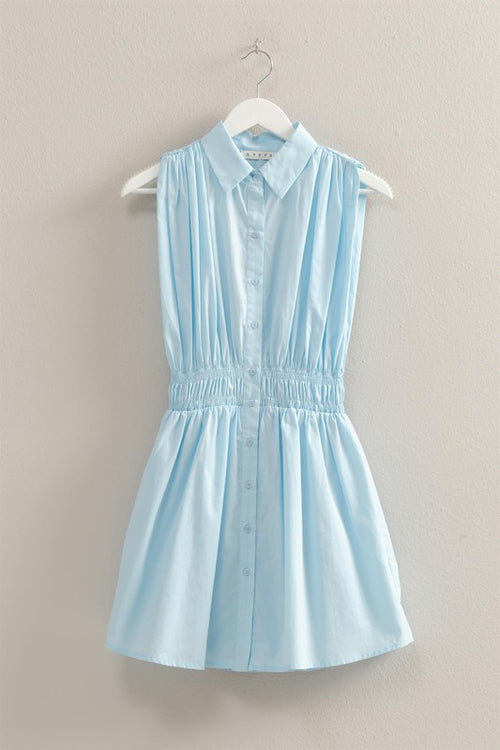 Smock Waist Collared Mini Dress