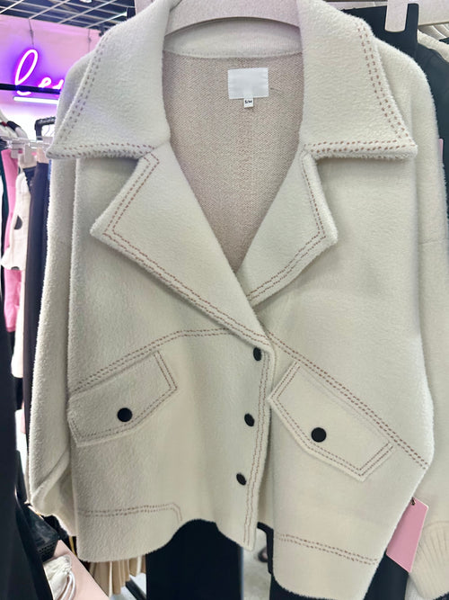 Cream Soft Knit Jacket