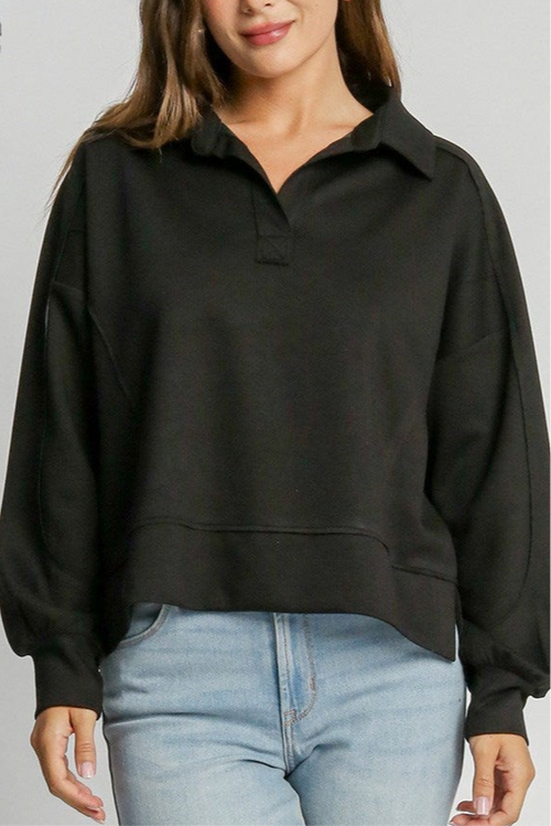 Collared Pullover Sweatshirt