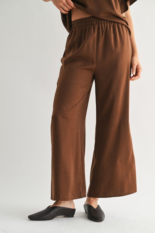 Brown Textured Satin Pants