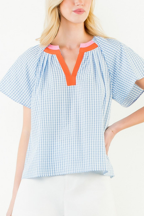 Blue Gingham Top