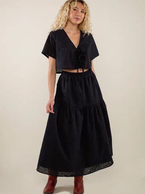 Curvy Black Eyelet Skirt