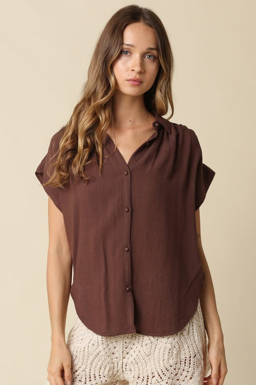 Brown Button Down Top