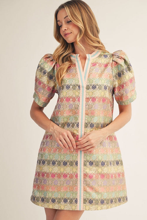 Metallic Multicolor Floral Dress