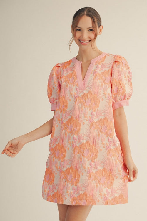 Orange Floral Shift Dress