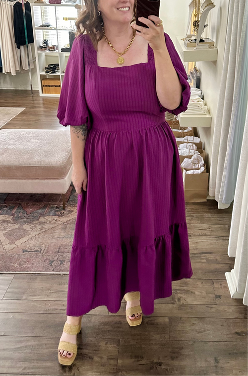 Curvy Purple Textured Midi Dress