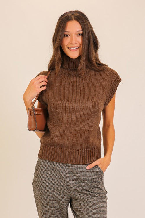 Turtleneck Knit Vest