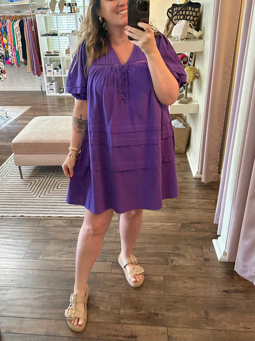 Purple Pleat Dress