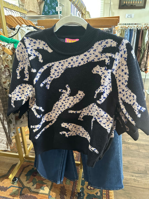 Leaping Leopards Knit Top