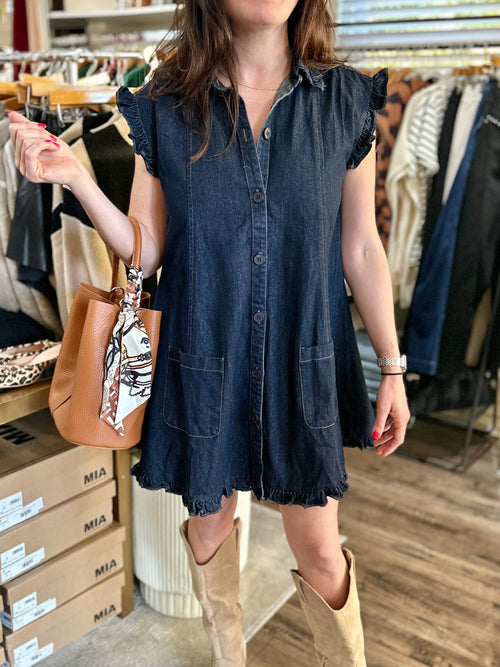 Dark Denim Ruffle Dress