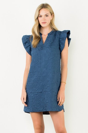 Navy Textured Mini Dress