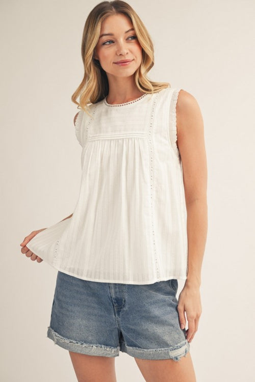 White Eyelet Sleeveless Top