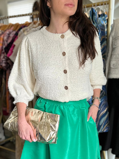 Gold Button Soft Sweater