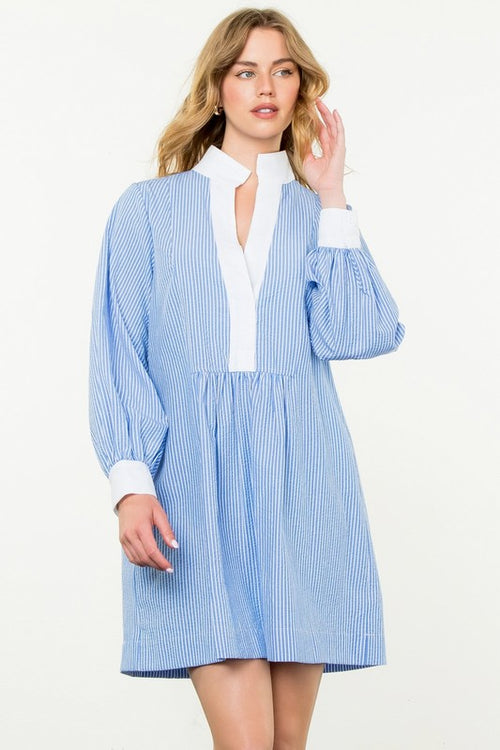 Long Sleeve Stripe Shirt Dress