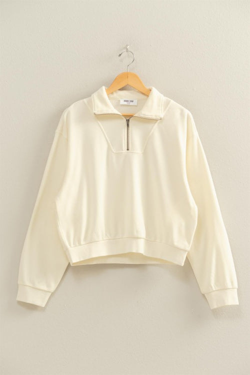 Cream Half Zip Sweatshirt